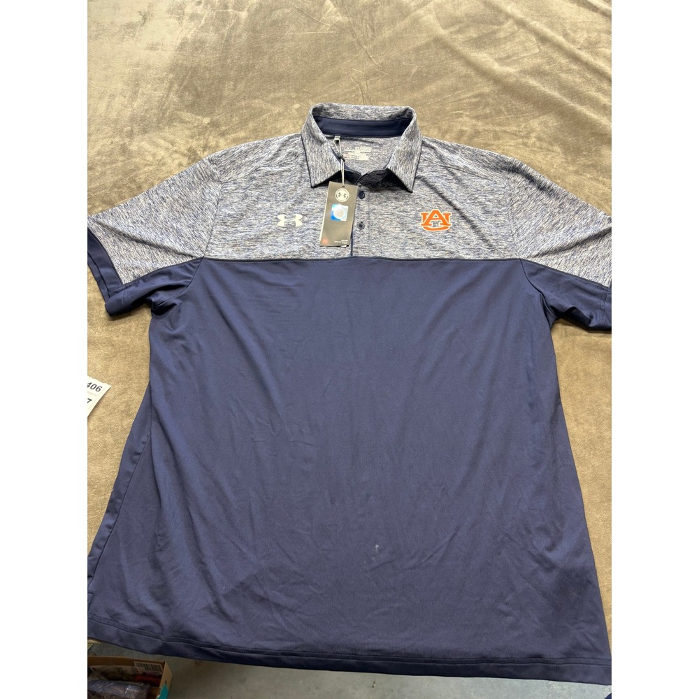 Under Armour Auburn Tigers HeatGear Polo Shirt Men's 2XL 2XLT 2XG Navy Orange‎